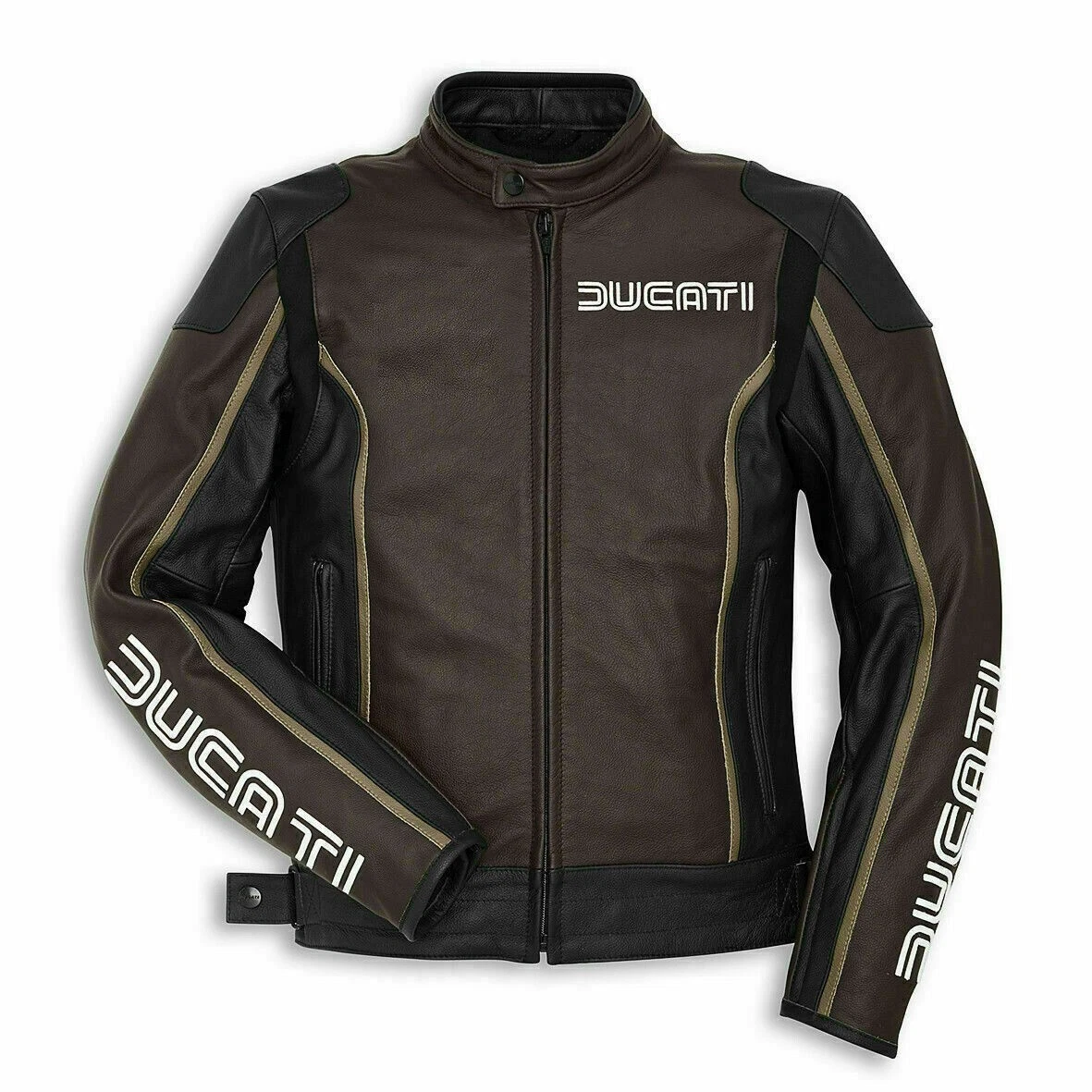 Giacca In Pelle Di Vacchetta Uomo Motocross Corsa - Blu/Bianca - Omologata CE - Personalizzabile