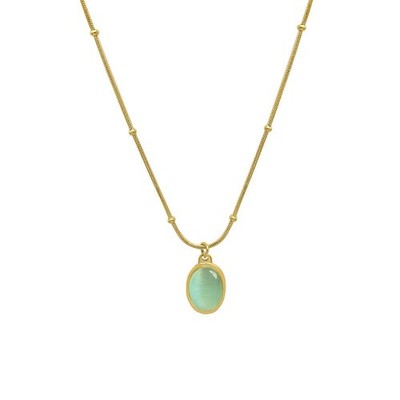 Grün geschaffen Opal Stein Anhänger Halskette für Frauen, Charm nicht anlaufend 18K Gold P