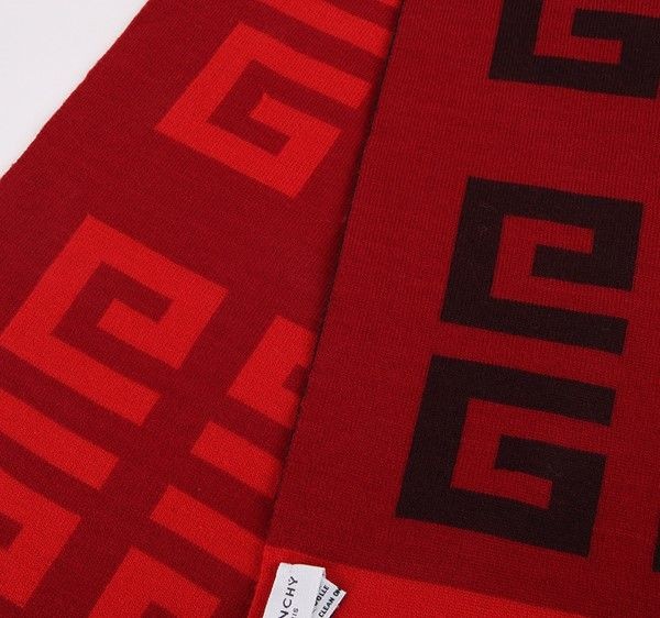Givenchy Logo Pattern Red Wool Scarf 19429641 - image 3