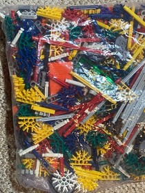 Lot Vintage K'NEX Yellow Box Hard KNEX Carrying Case  filled with pieces parts