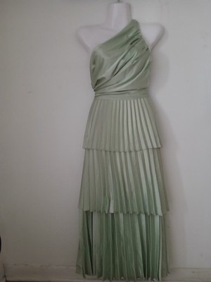 MOTF PREMIUM WOVEN FITTED ONE SHOULDER PLEATED DRESS