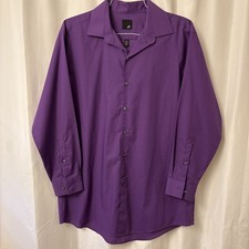 JF J. Ferrar Men  s Slim Fit Long Sleeve Purple Shirt L 16-161/2 32-33