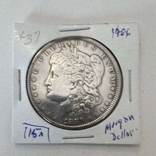 Morgan Silver Dollar 1886 $1 US Coin 0.9 Fineness Uncertified Collectible