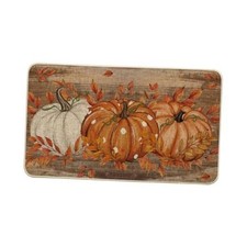 Wood Orange Dot Pumpkin Eucalyptus Fall Doormat 17" x 29" Rectangular Brown