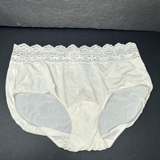 Vintage Olga White Satin Lace Hi Cut Panty XXL 9 Romantic Lingerie Granny