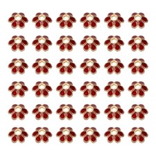50pcs Enamel Flower Bead Caps 8mm Six-petal for Jewelry Making, Bright Red