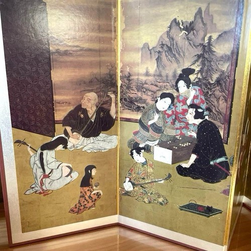Small Japanese Antique Byobu panel folding screen - Picture 5 of 8