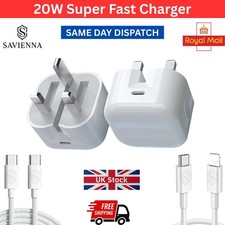 20W USB C Fast Charger Plug compatible with iPhone 17 16 15 14 13 12 Pro Max UK
