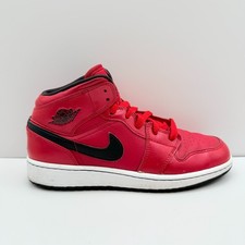 Nike Air Jordan 1 Retro Mid Boys Size 5.5Y Gym Red Black Sneakers 554725-602