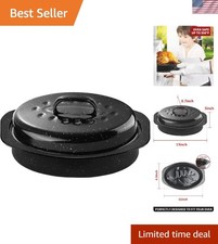 18 Inch Speckled Black Roasting Pan with Lid Dishwasher Safe American Made