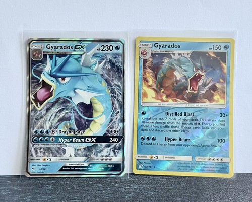 Pokemon Gyarados GX Hidden Fates 16/68 + Team up Gyarados reverse holo 30/181