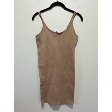 Forever 21 tan bodycon mini dress size M/L adjustable spaghetti straps