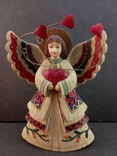 Demdaco Americana Christmas Angel Folk Art Kathy Killip Willow tree Three Hearts