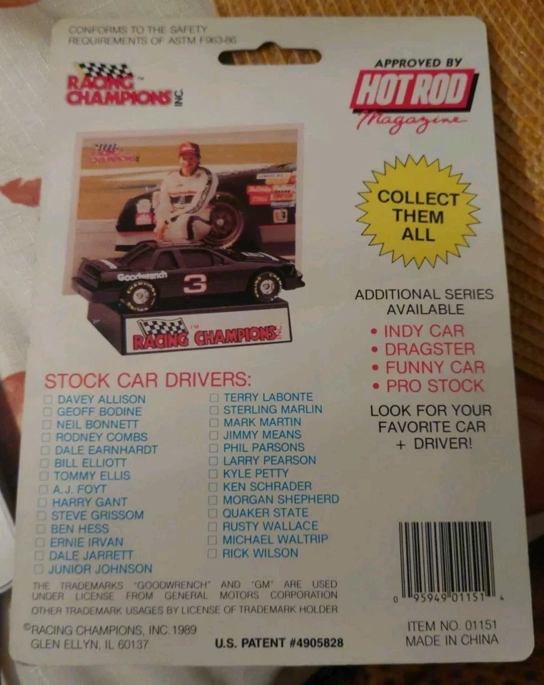 Rob Moroso 1:64. Racing Champions Series 1 1989. Espalda Earnhardt. Corona. Foto 3 de 4