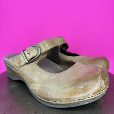 Dansko Martina Tan Leatherr Mary Jane Slip-on Mule Clog Sz 36