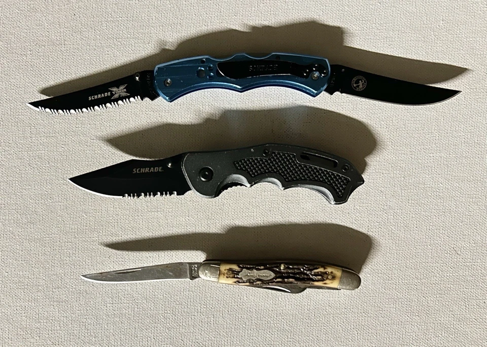 3 Schrade + США 897UH, SCH210S, SCHDLB X-Timer двойной замок складной нож - Изображение 3 из 4
