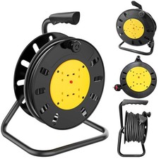 10M-50M Heavy Duty 13A Electrical 4 Way Gang Socket Mains Cable Extension Reel