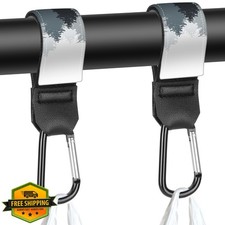 Stroller Straps Hooks, Diaper Bag, Cart, Wallet, 2pk White Forest