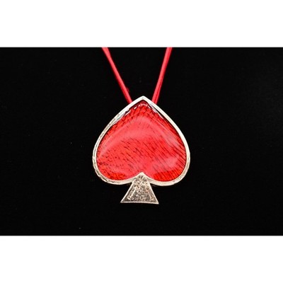 Yves Saint Laurent ネックレス 赤石 YSL Vintage Red Spade Brooch Pendant Pin Enamel Heart Signed