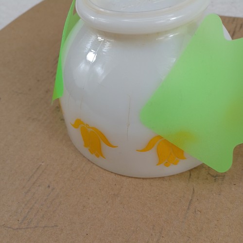 Fire King Yellow Tulip Pattern Cottage Cheese Bowl Milk Vintage CRACKS - 第 14/16 張圖片