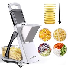 Safe Mandoline Slicer for Kitchen, 6 in 1 Vegetable Chopper, French Fry Cutter F
