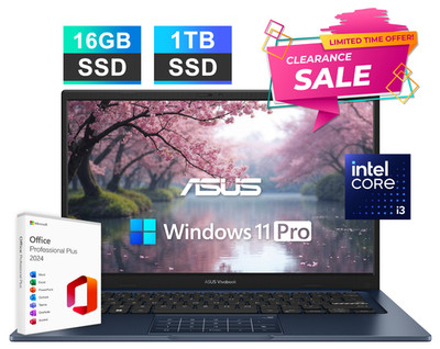 2026 ASUS Vivobook 14'' FHD Laptop 13th Intel i3, 16GB RAM 1TB SSD Windows 11 Pro