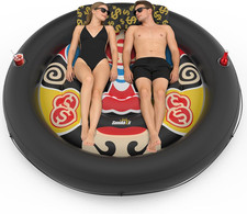 Inflatable Tanning Pool Float with Cup Holders Pillow - 73" XL Raft for Adults
