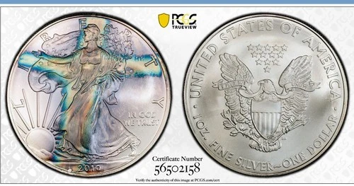 2010 American Silver Eagle Uncirculated Crucified Liberty Crucifixion Toning