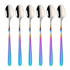 Buyer Star Long Handle Iced Tea Spoons Set of 6 8 inch 18/10 Heavy Duty Coffee