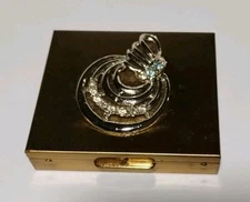 Vintage 5th Avenue Makeup Compact Cosmetic Gold Tone w Rhinestone Powder Mirror