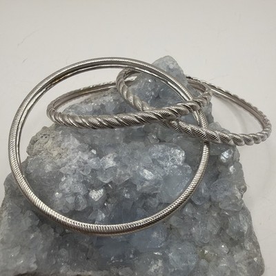Set 3 Judith Ripka Sterling Silber 925 Armreif Armbänder 7,5'' Twist Seil