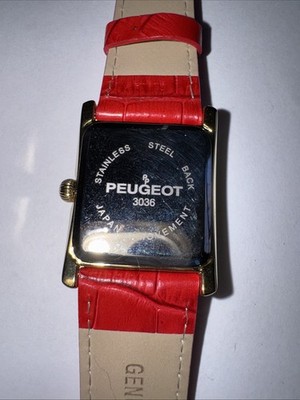 Works Peugeot 3036 Women\'s Tank Watch Red Croc Leather Strap Roman Quartz‎ 27mm Women Tank Shape Watch With Genuine Leather Strap main image 4