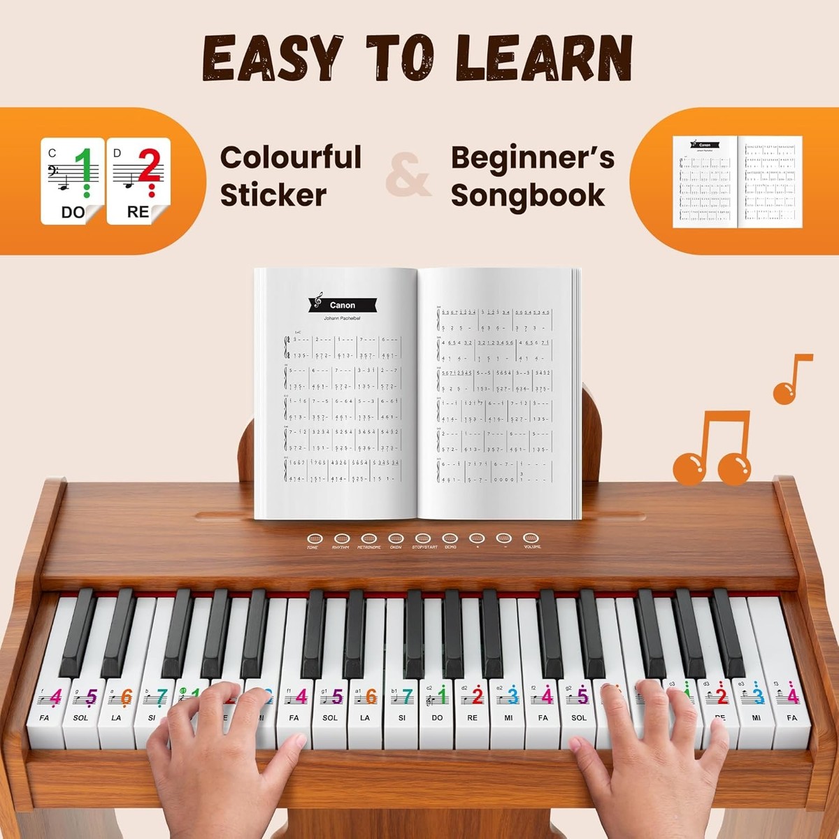 CAHAYA Kids Piano Keyboard Wooden - 37 Keys Digital Piano for