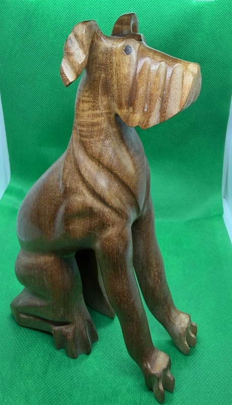 Vintage Giant Schnauzer Dog Teak Wood carving "8 Beautifully carved