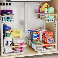 Under Sink Organizer Storage for Families: Pull Out Storage Undersink Organiz...