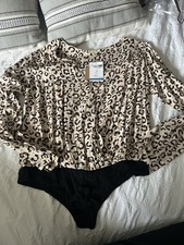 Women’s   Kori  America top Size Medium Leopard Print Bodysuit Brand New w tag