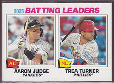 2026 Topps Heritage #1 2025 Batting Leaders (Aaron Judge/ Trea Turner) LL
