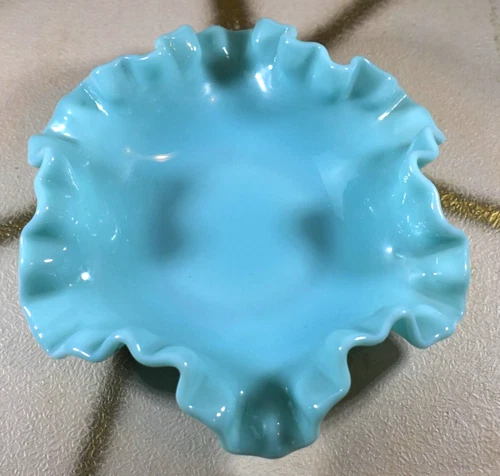 Vintage Fenton HOBNAIL 6" Bon-Bon TURQUOISE Milk Glass Candy Dish In EXC!
