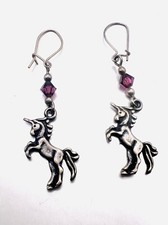 Sterling Silver Unicorn Bead Dangle Earrings 1.75