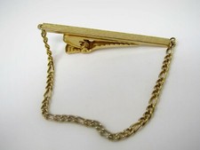 Chain Tie Clip Bar for Men Vintage Jewelry Gold Tone Great Adjustable Design