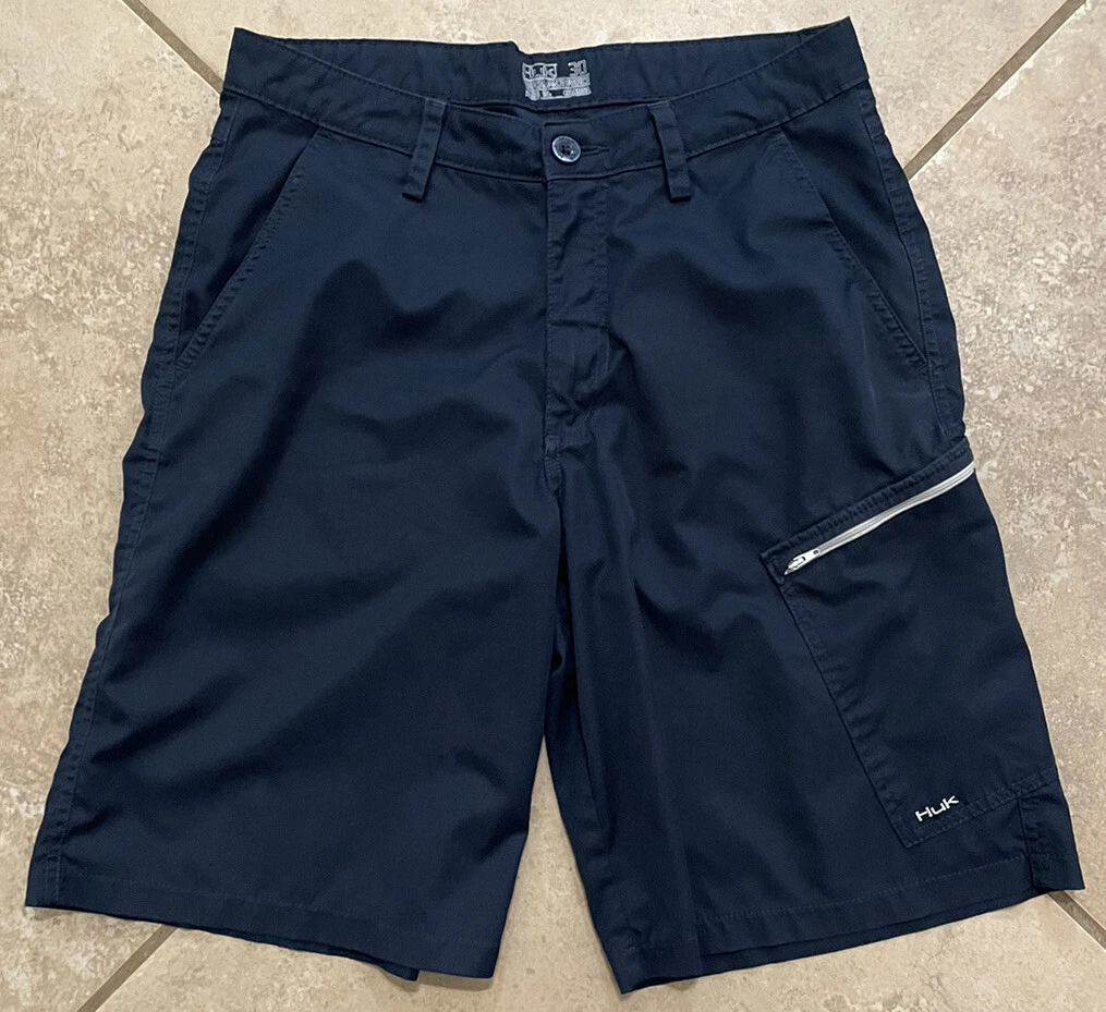 Men’s Huk Performance Fishing Shorts Size 30 Navy Blue 9.5” Inseam