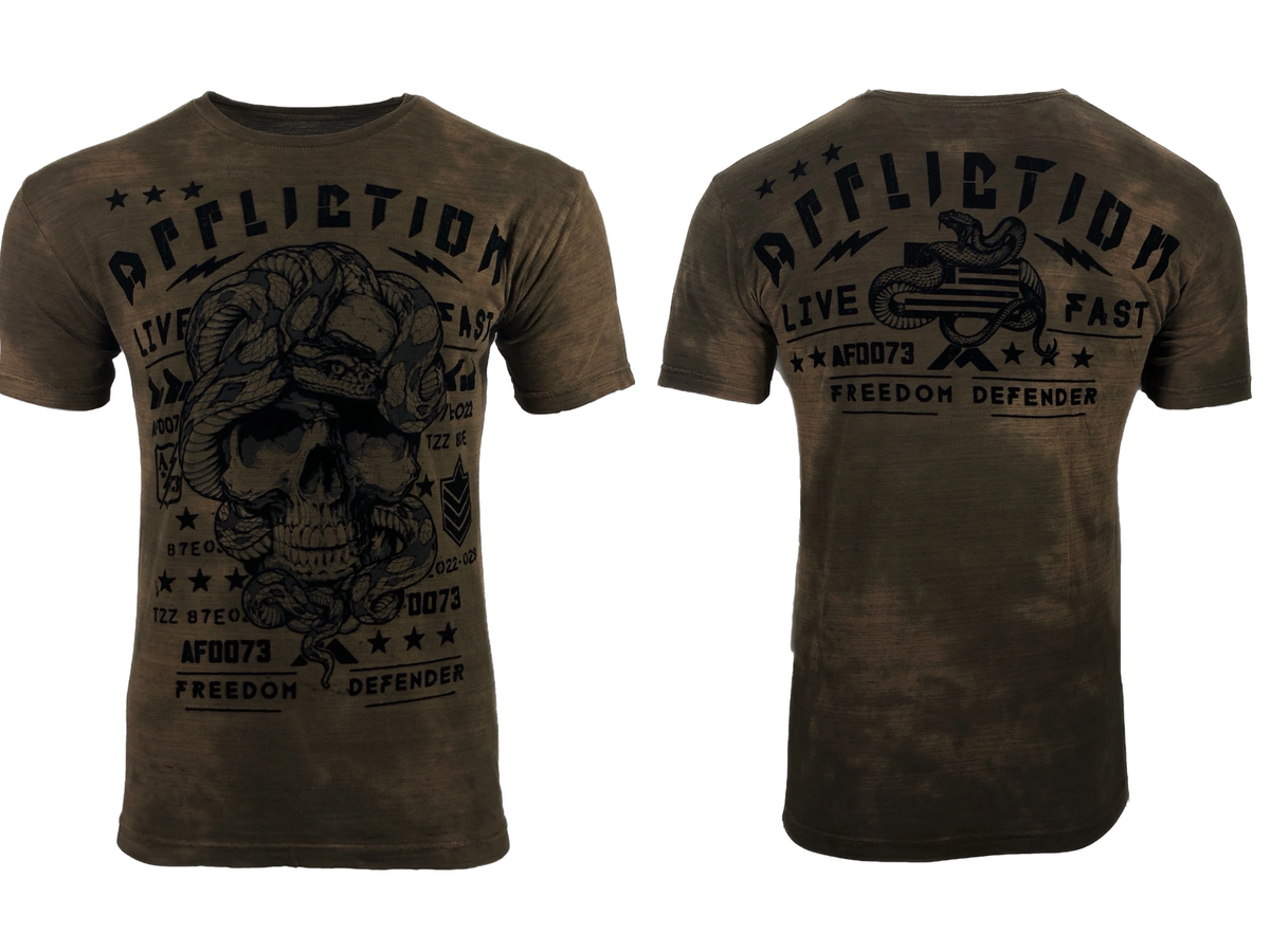 Affliction Men's Freewill T-Shirt - Skull Tattoo Design, Biker & MMA Style