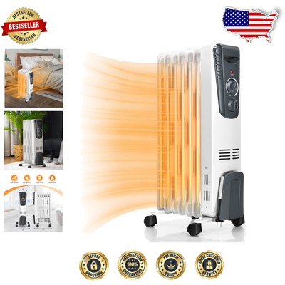 Portable 1500W Oil-Filled Radiator Heater with 3 Heating Modes for Comfort