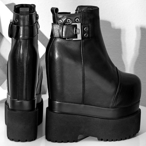 Winter Fashion Sneakers Womens Leather Shoes High Heel Snow Boots Platform Pumps - Picture 6 of 17