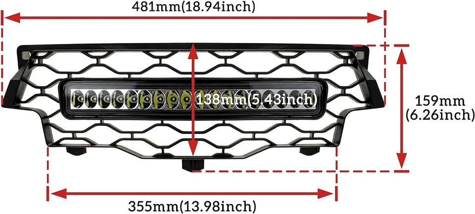 Grelha de malha para-choque dianteiro com luz LED para 16-19 Can-Am Defender MAX HD5 HD8 HD10 - Imagem 2 de 4