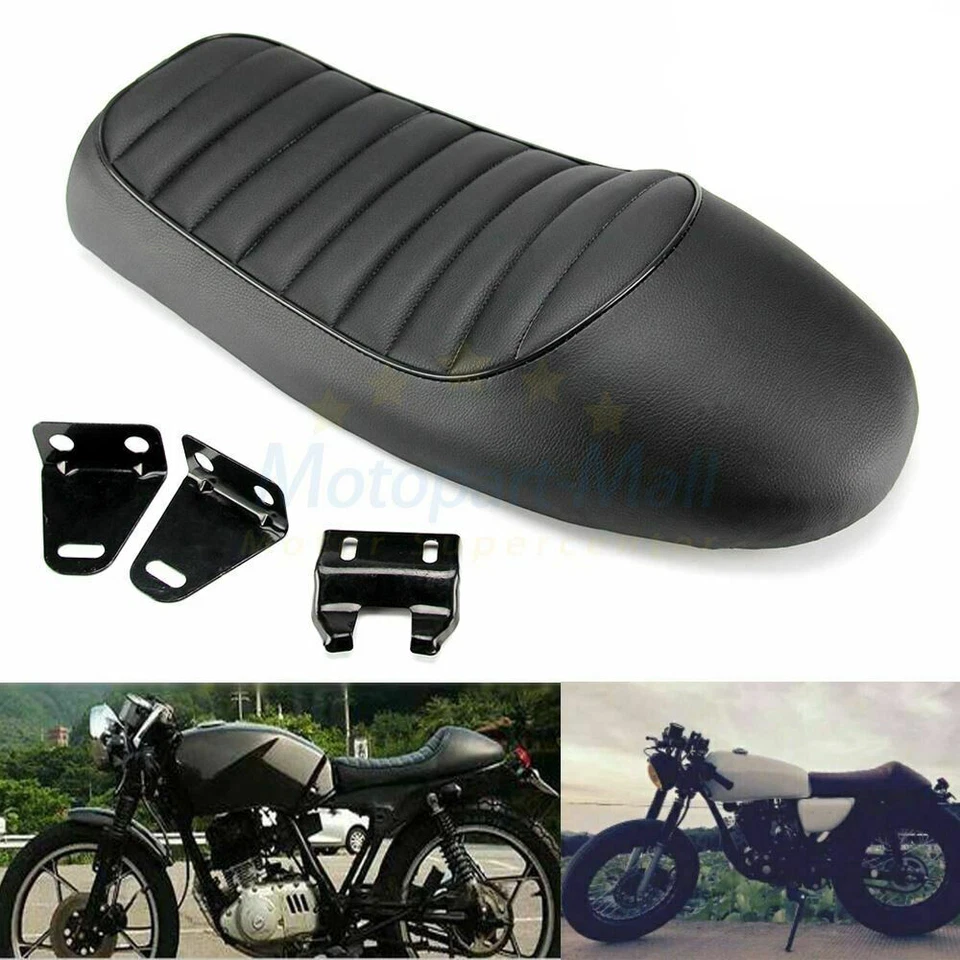 Universal Motorcycle Cafe Racer Seat Flat & Hump Saddle For Honda Suzuki Yamaha - Image 4 of 4