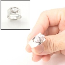 Sterling Silver Cubic Zirconia Solitaire Ring Marquise Cut 