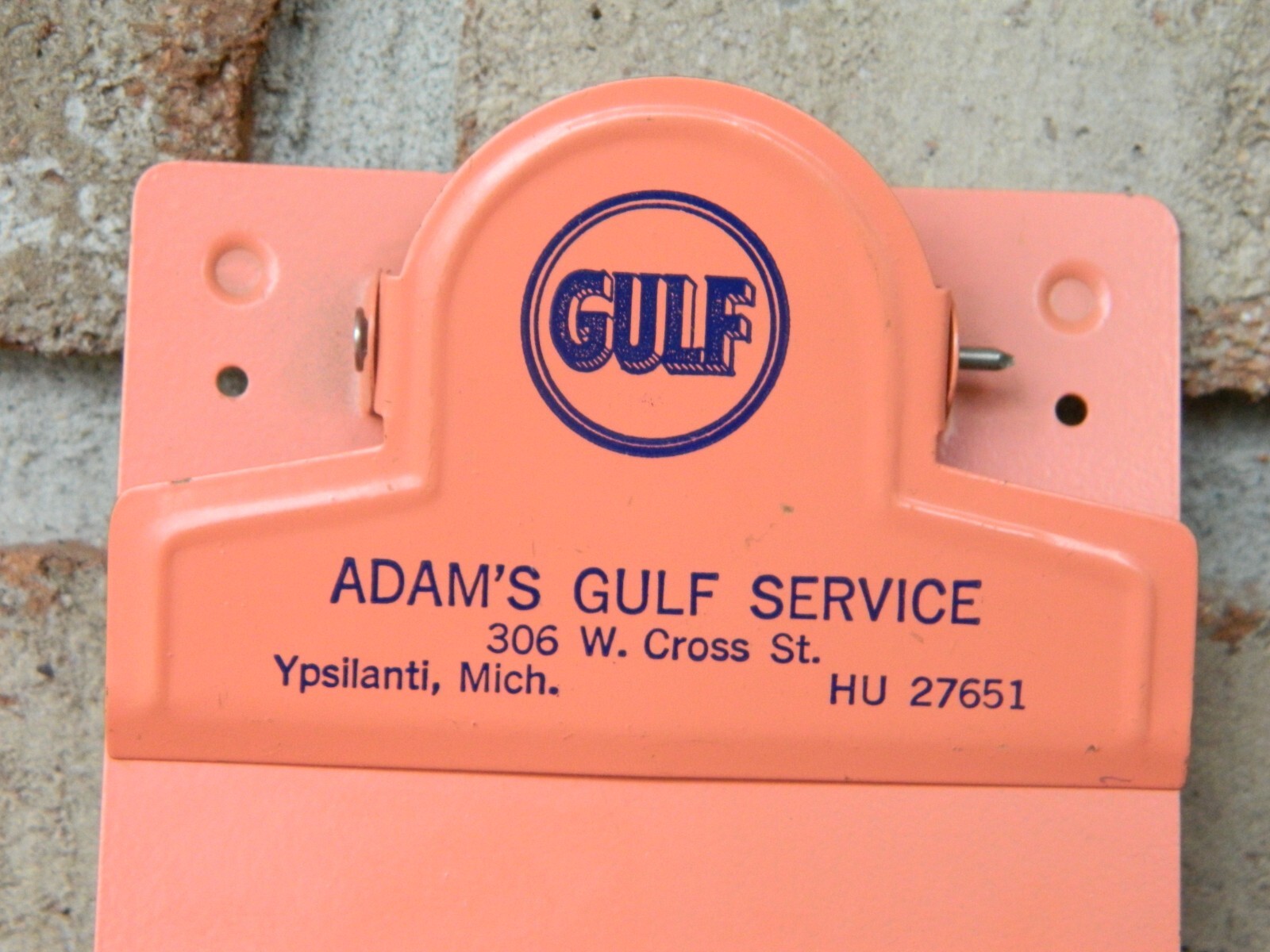 Vintage Adam's Gulf Service Gas Station Mini Clipboard, Ypsilanti