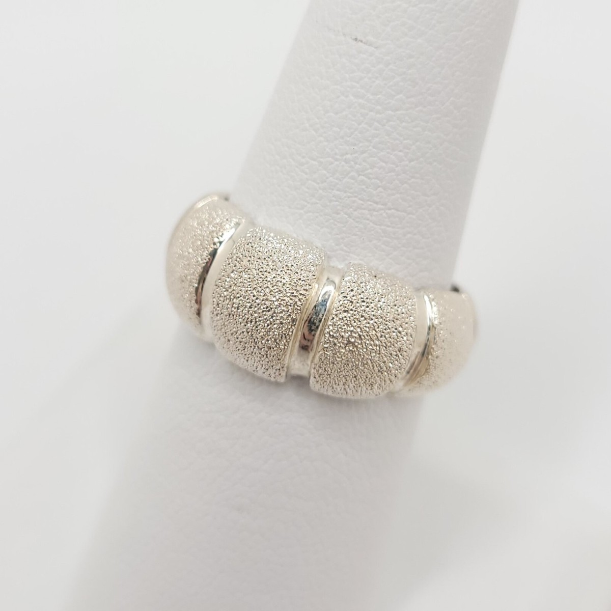 Gold-Tinted w/ Coral Texture Stripes .925 Sterling Silver