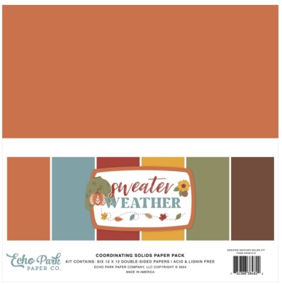 New! Echo Park Paper SWEATER WEATHER 12x12 Solids Scrapbook Cardstock Pack